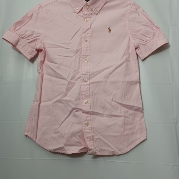 POLO RALPH LAUREN GIRLS SHORT SLEEVE OXFORD BUTTON DOWN SHIRT PINK SIZE 8 - Picture 12 of 13